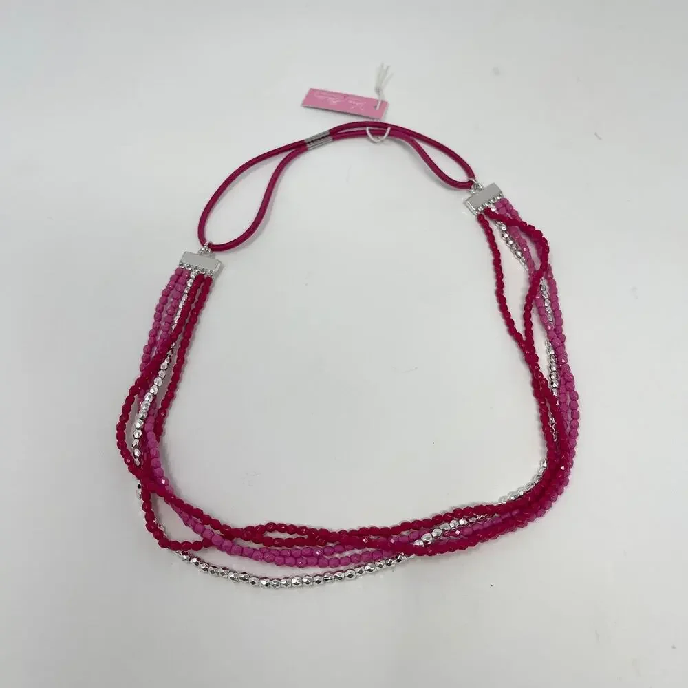 Vera‎ Bradley Beaded Stretch Headband Pink Swirls Silver 13925-179